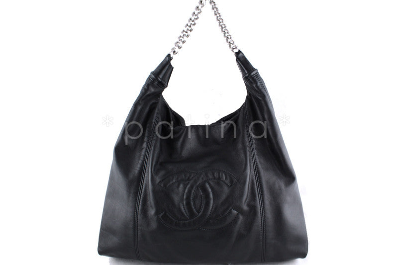 Chanel Black Large Soft Hobo Bag Chunky Chain, Rodeo Drive Bag