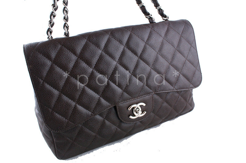 Chanel Dark Brown Caviar Jumbo 2.55 Classic Double Flap Bag