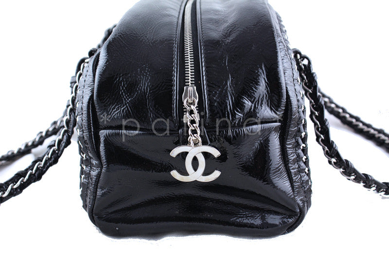 Chanel Black Patent Luxury Ligne Bowler Bag