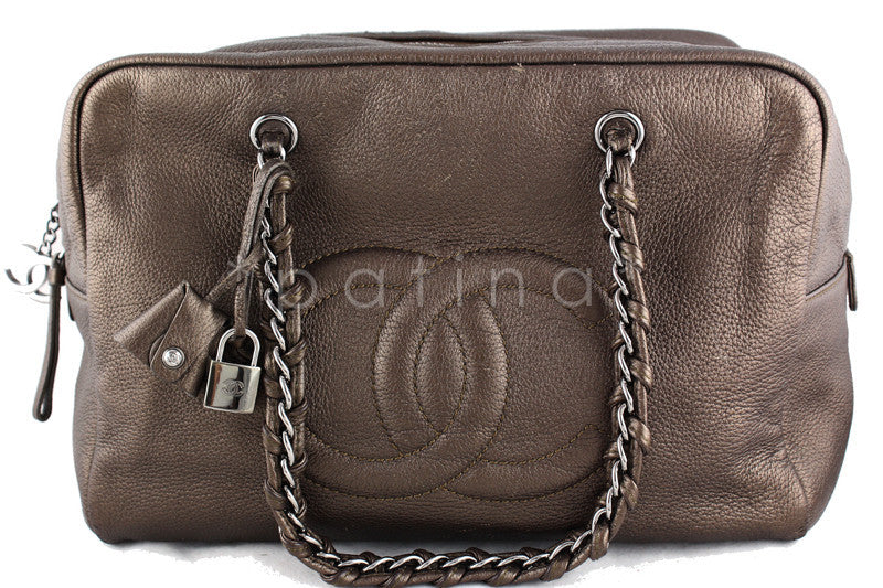 Chanel Bronze Soft Deerskin Luxury Ligne Jumbo XL Bowler Bag
