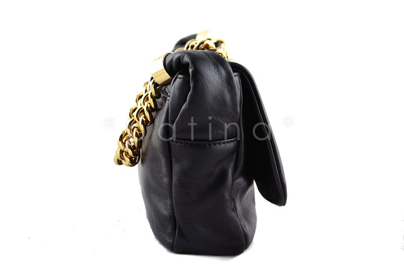 Chanel Black Rodeo Drive Jumbo Chunky Chain Logo Flap Bag