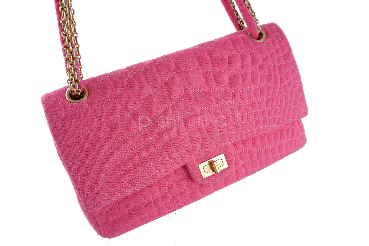 Chanel Pink Crocodile Print Reissue Flap, Canvas Classic Bag