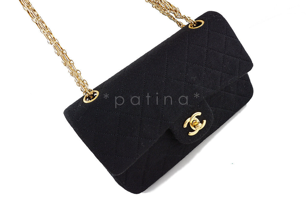 Chanel Black Quilted Jersey Classic 2.55 Medium Double Flap Bag