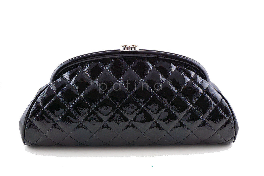Chanel Black Timeless Quilted Kisslock Clutch Bag