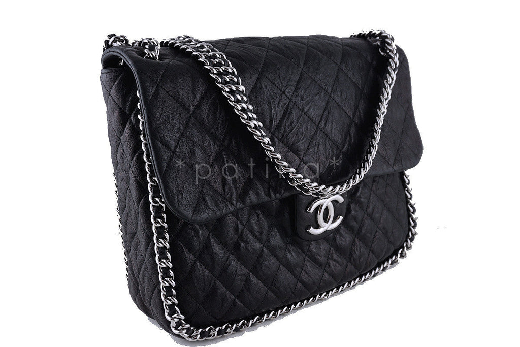 Chanel Black Classic Chain Around Maxi Luxe Flap Bag
