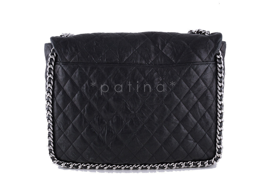 Chanel Black Classic Chain Around Maxi Luxe Flap Bag