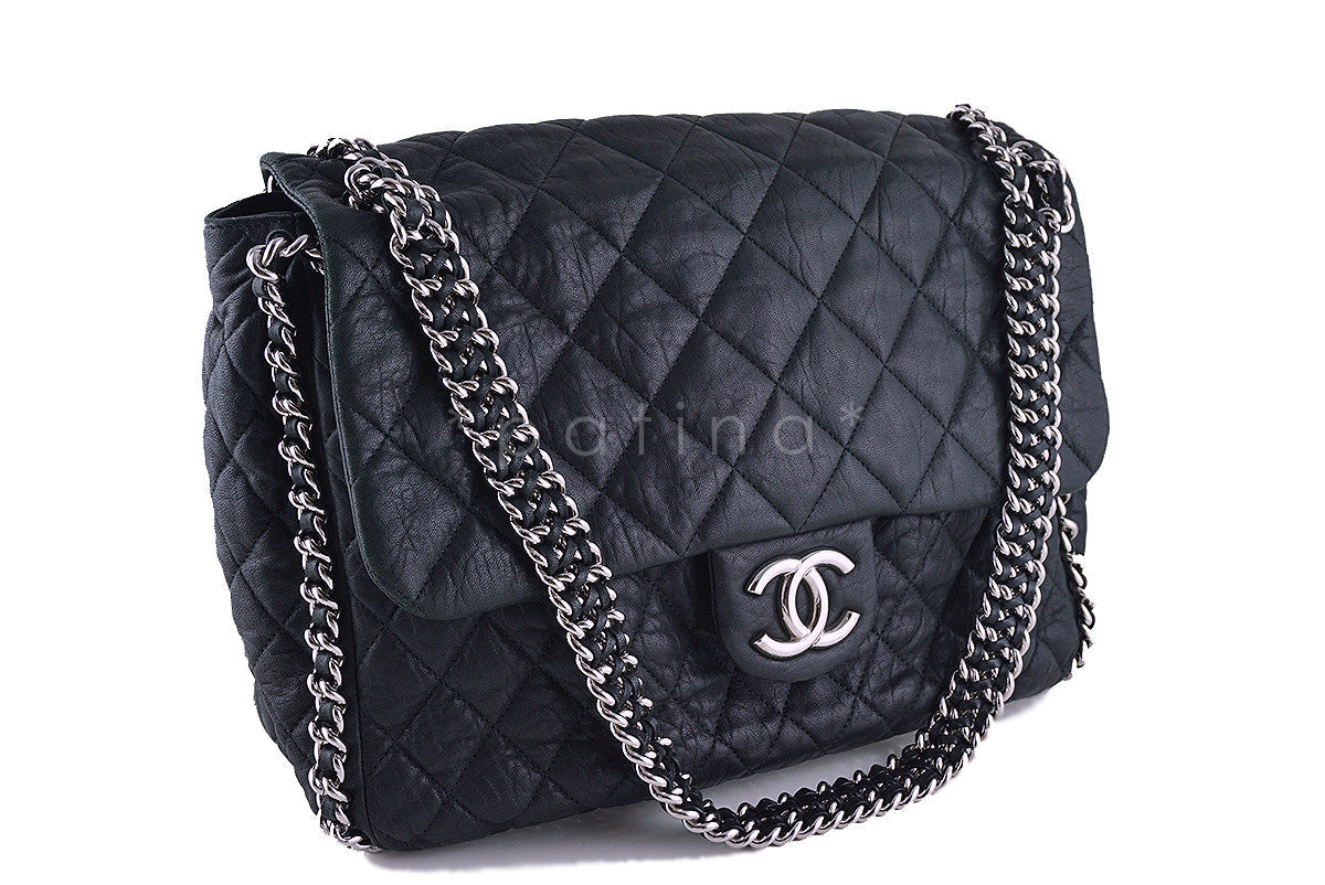 Chanel Black Chain Around Maxi Luxe Flap Bag