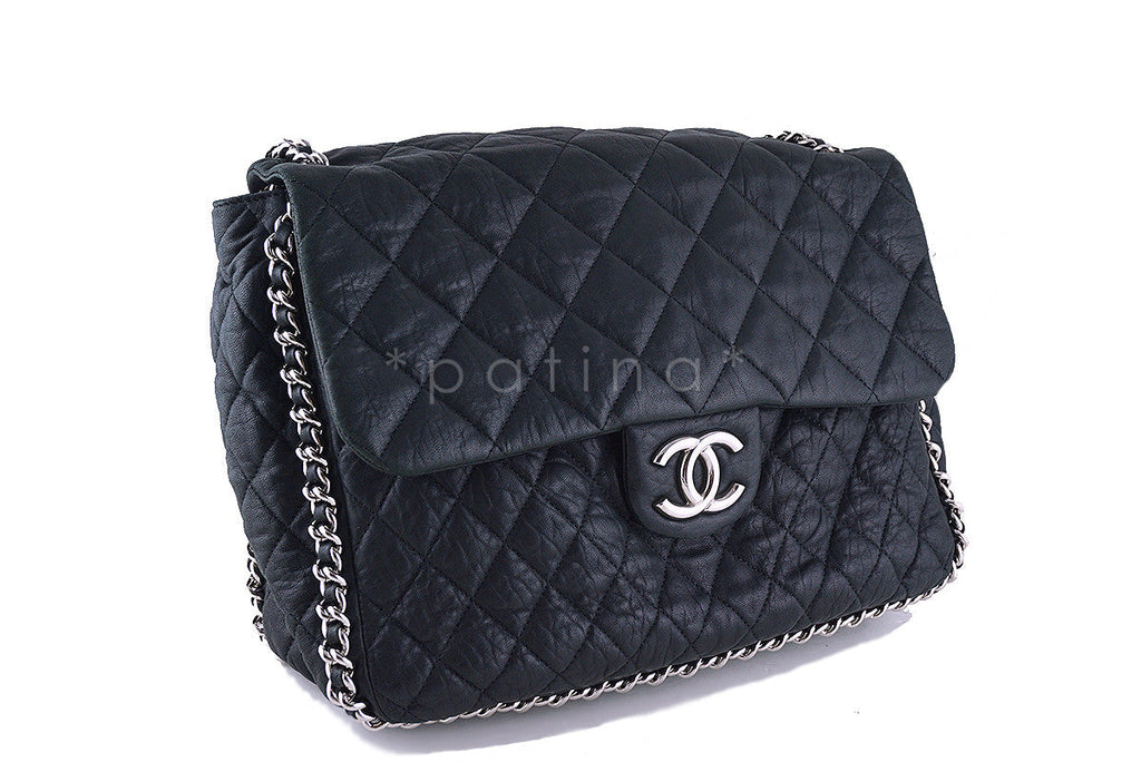 Chanel Black Chain Around Maxi Luxe Flap Bag