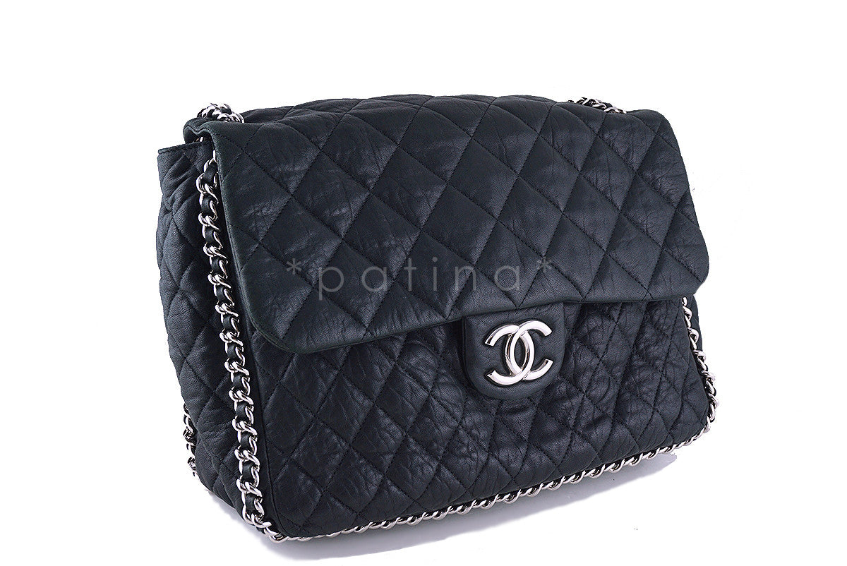 Chanel Black Chain Around Maxi Luxe Flap Bag