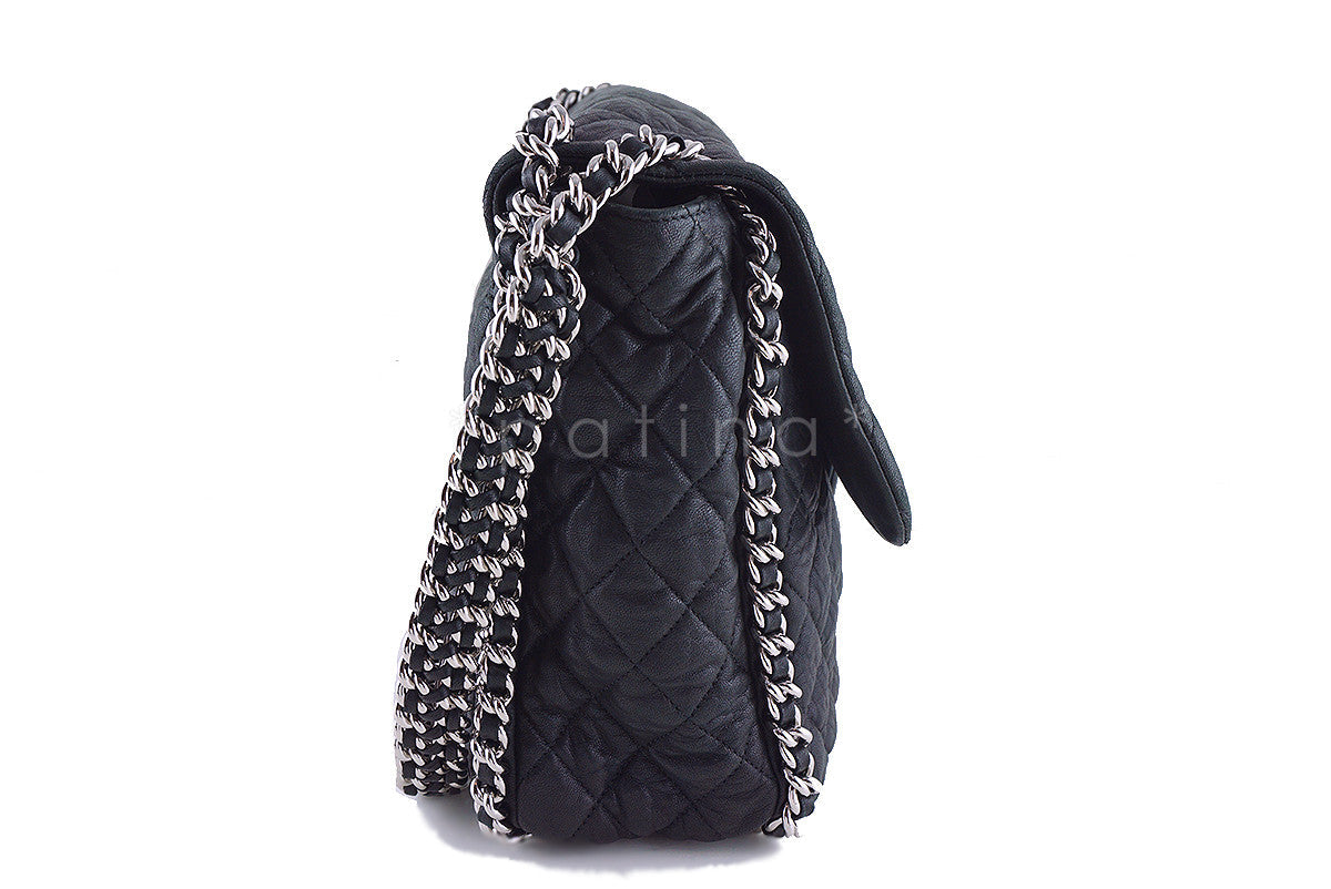 Chanel Black Chain Around Maxi Luxe Flap Bag