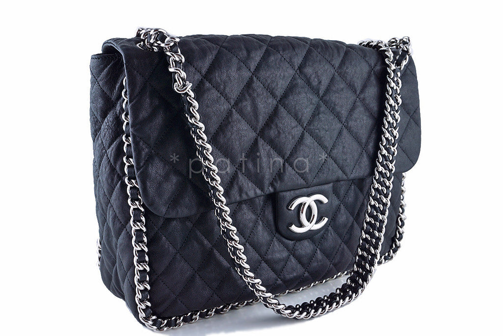 Chanel Black Chain Around Maxi Luxe Flap Bag