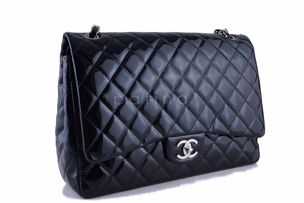 Chanel Black Patent Maxi 2.55 Classic Double Flap Bag