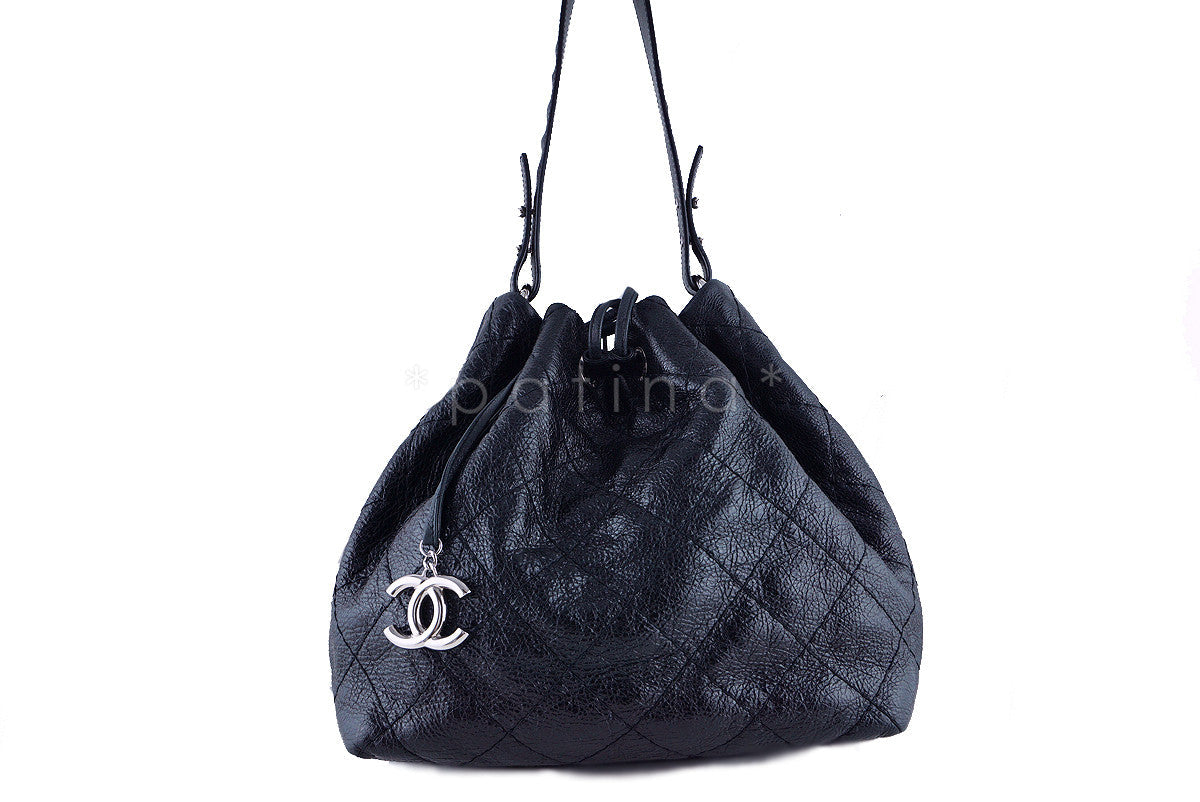 Chanel Black On the Road Large Drawstring Bucket Tote Bag
