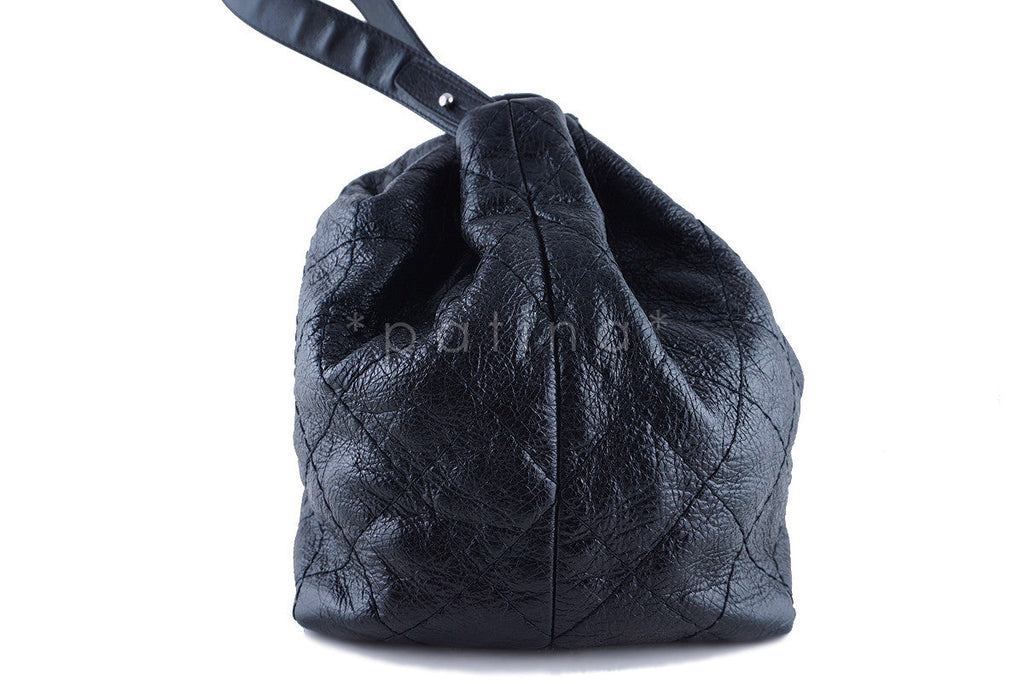 Chanel Black On the Road Large Drawstring Bucket Tote Bag