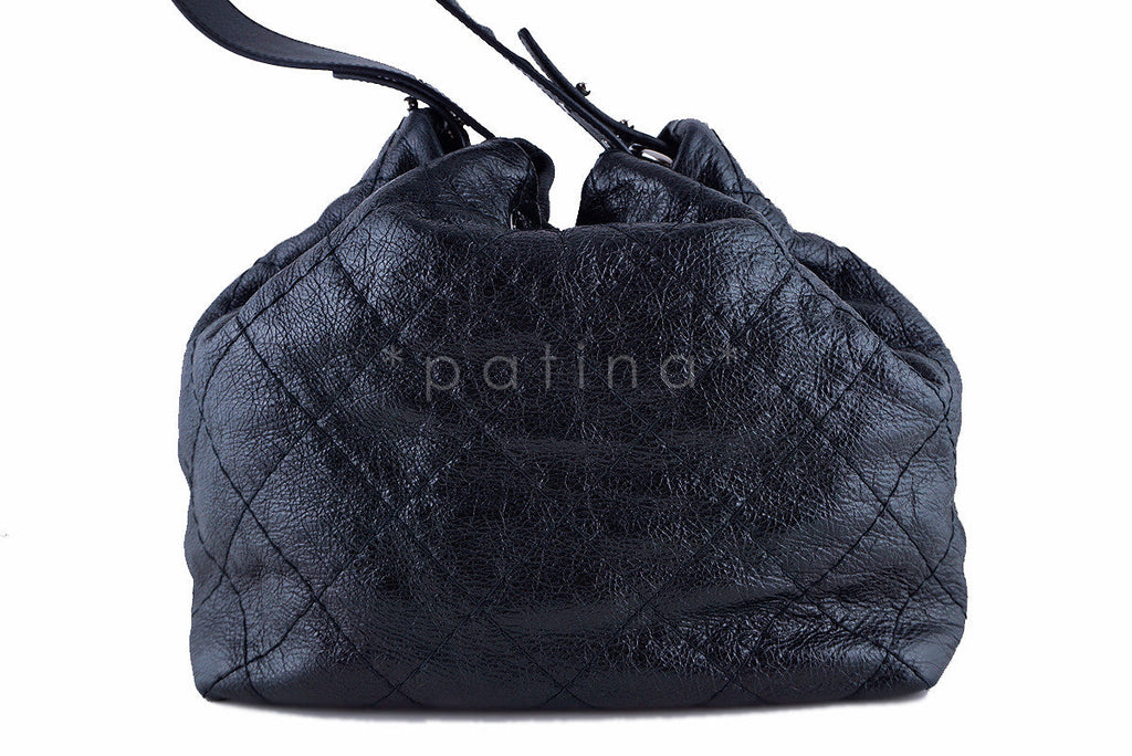 Chanel Black On the Road Large Drawstring Bucket Tote Bag