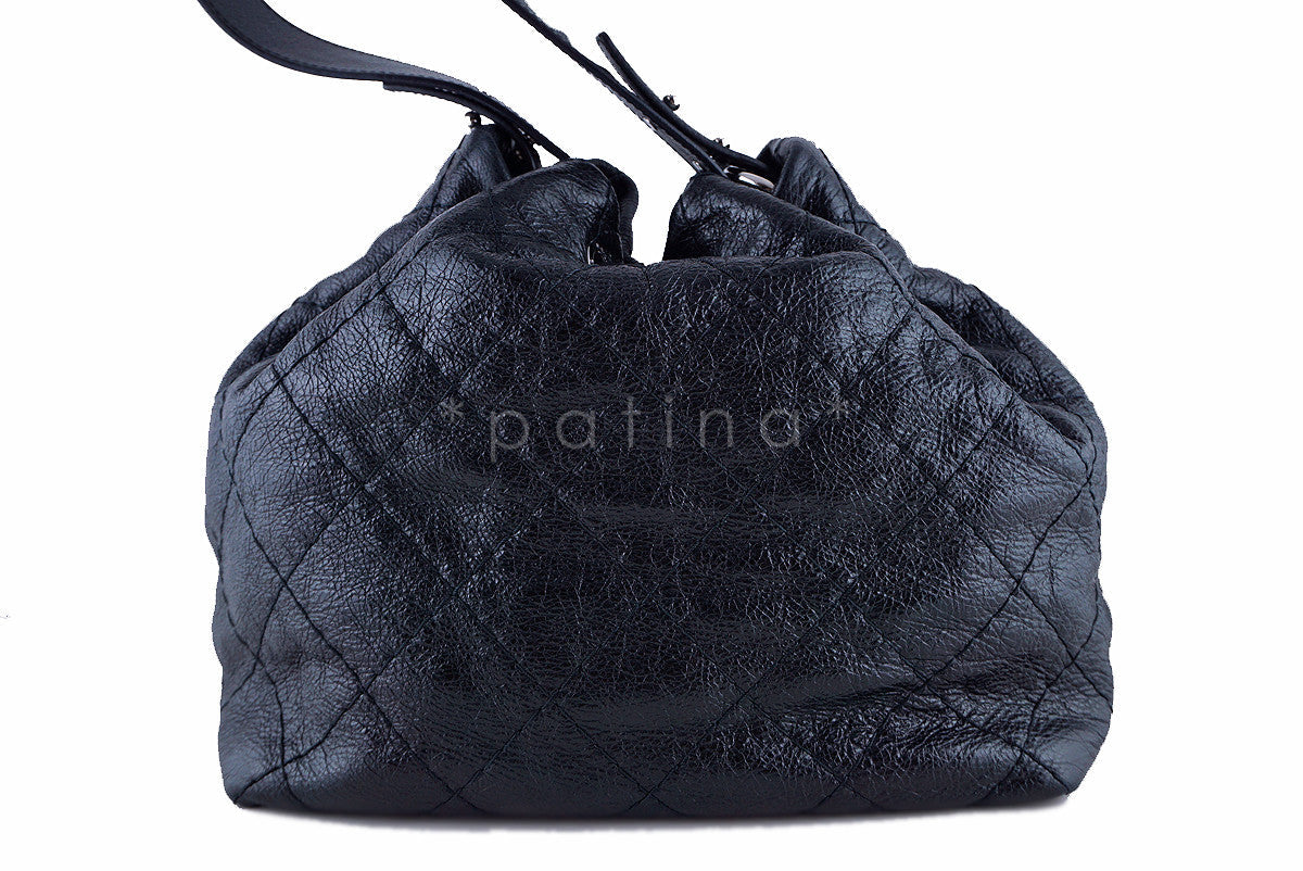 Chanel Black On the Road Large Drawstring Bucket Tote Bag