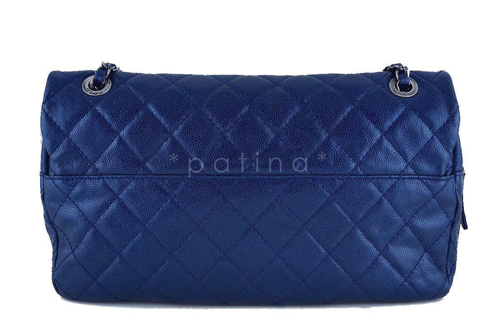Chanel Blue Caviar Iridescent/Metallic Jumbo-sized Classic Easy Flap Bag