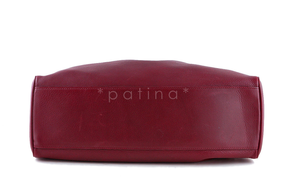 Chanel Red Soft Textured CC Logo Drawstring Tote Shopper Bag