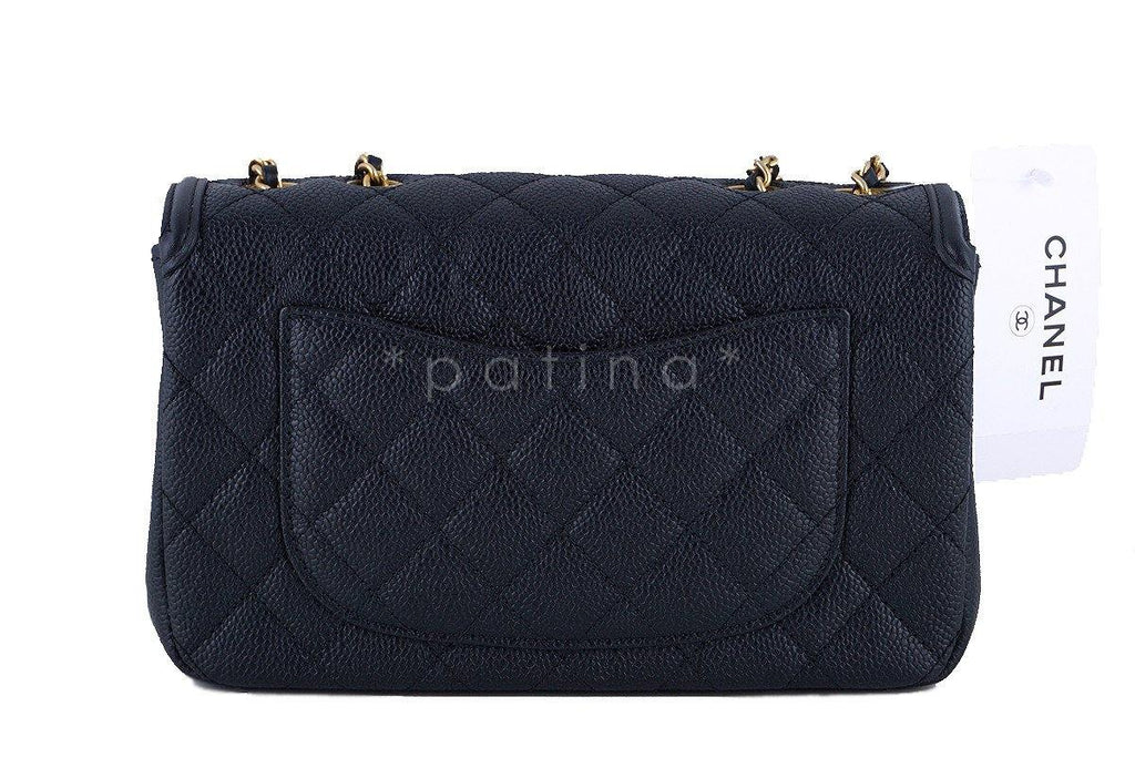 NWT 16S Chanel Black Limited Caviar Filigree Logo Flap Crossbody Bag