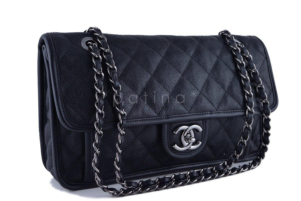 Chanel Black Caviar Classic French Riviera Flap Bag