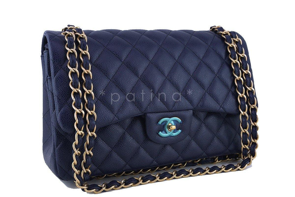 Chanel Navy Blue Caviar Jumbo 2.55 Classic Double Flap Bag
