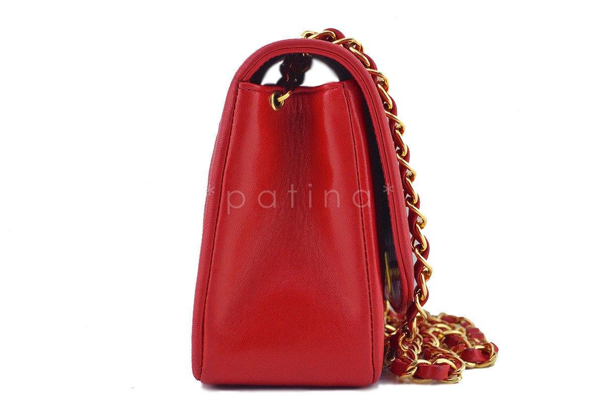 Chanel Red Vintage Lambskin Quilted Classic "Diana" Shoulder Flap Bag