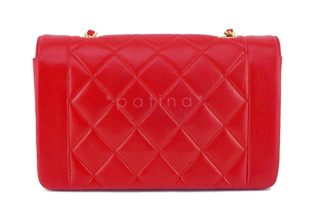 Chanel Red Vintage Lambskin Quilted Classic "Diana" Shoulder Flap Bag