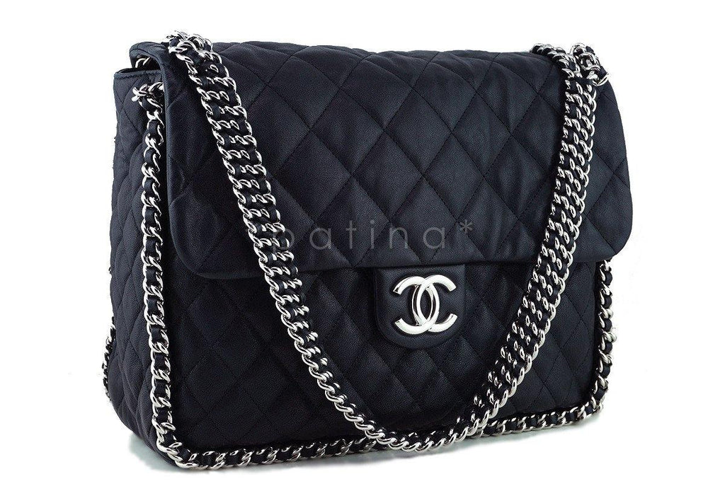 Chanel Black Chain Around Maxi Luxe Flap Bag
