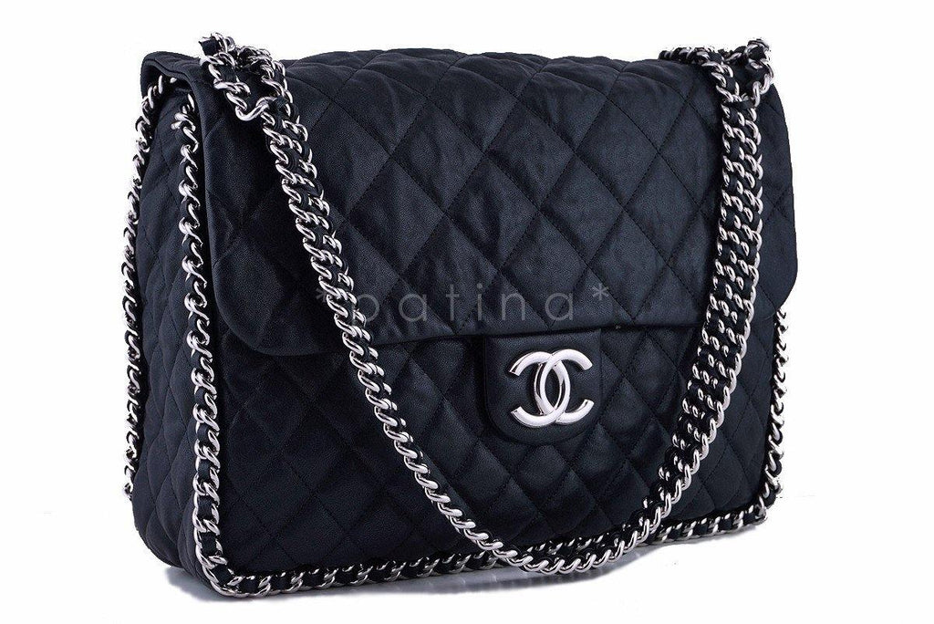 Chanel Black Chain Around Maxi Luxe Flap Bag