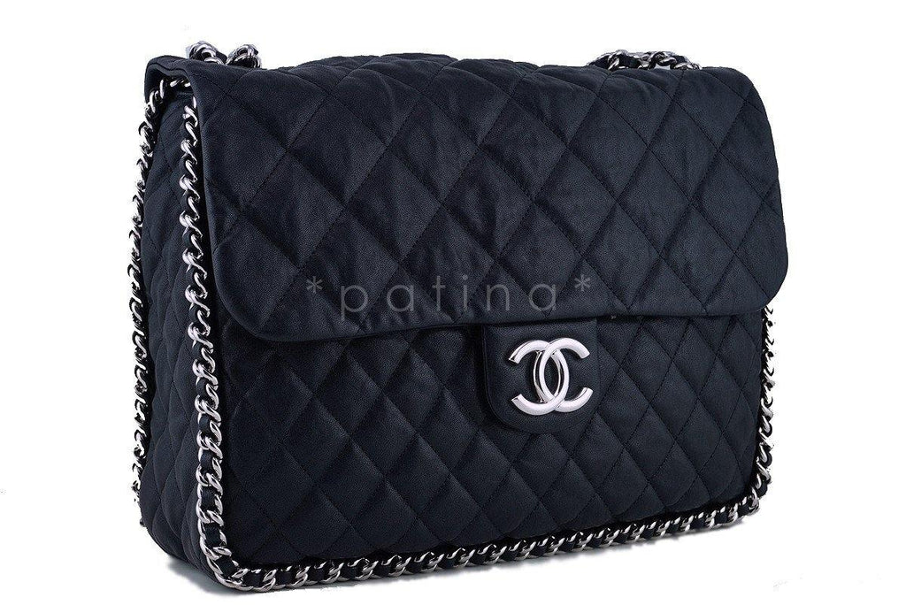 Chanel Black Chain Around Maxi Luxe Flap Bag