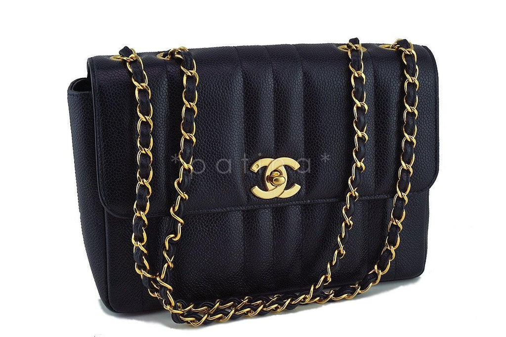 Chanel Black Caviar Vintage Mademoiselle Classic Tall Flap Bag Bag