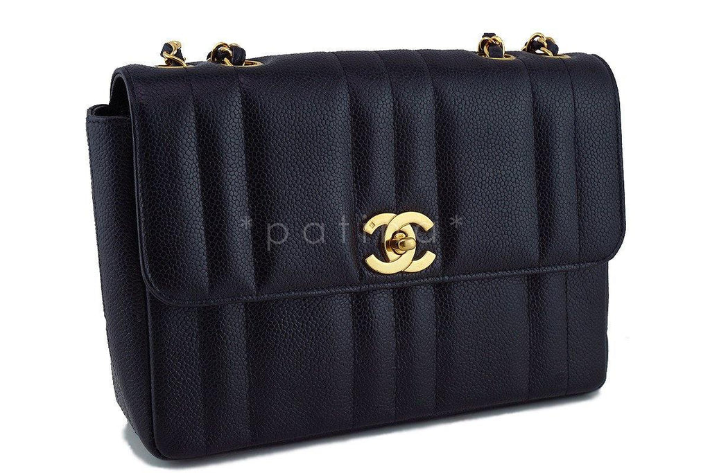 Chanel Black Caviar Vintage Mademoiselle Classic Tall Flap Bag Bag