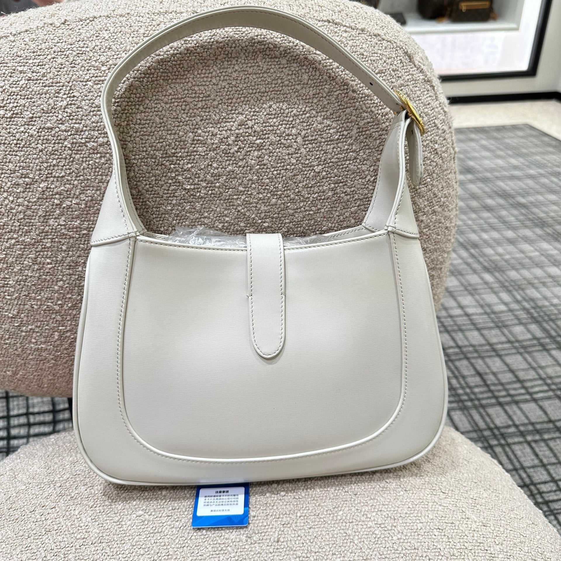 Gucci Jackie 1961 White Leather Bag with Adjustable Strap Size Small