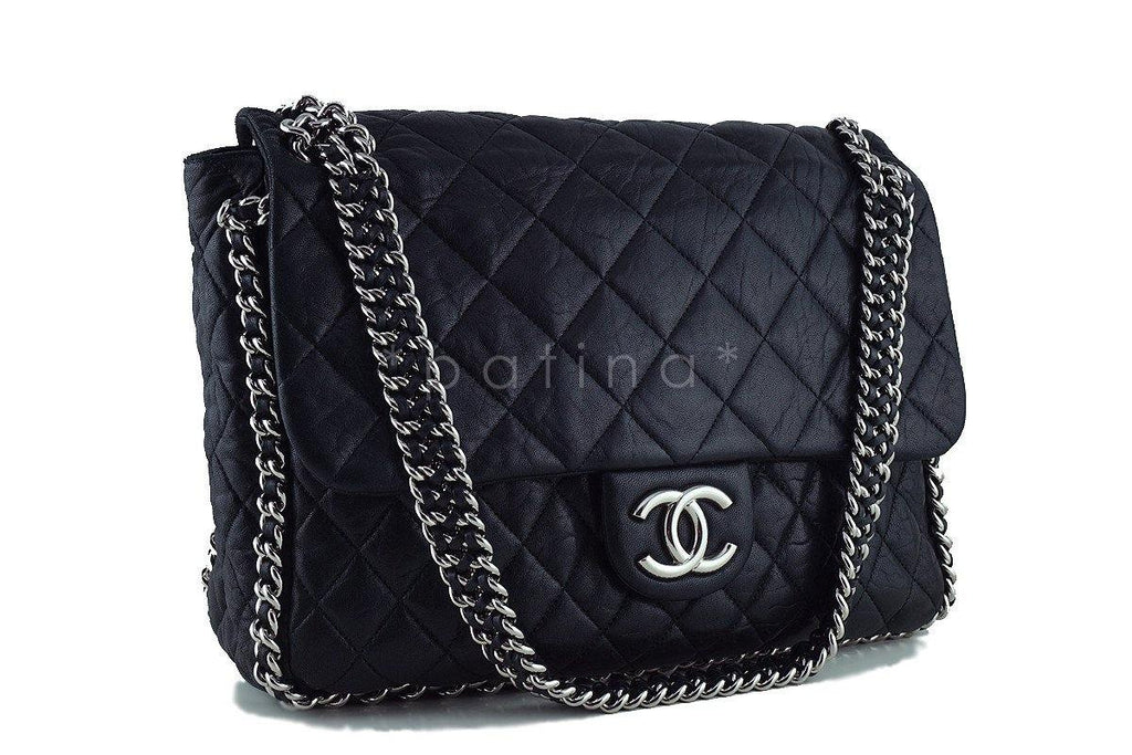 Chanel Black Chain Around Maxi Luxe Flap Bag