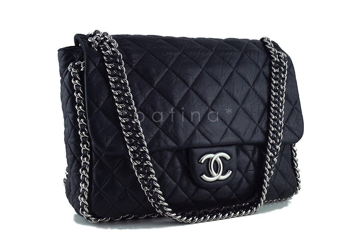 Chanel Black Chain Around Maxi Luxe Flap Bag
