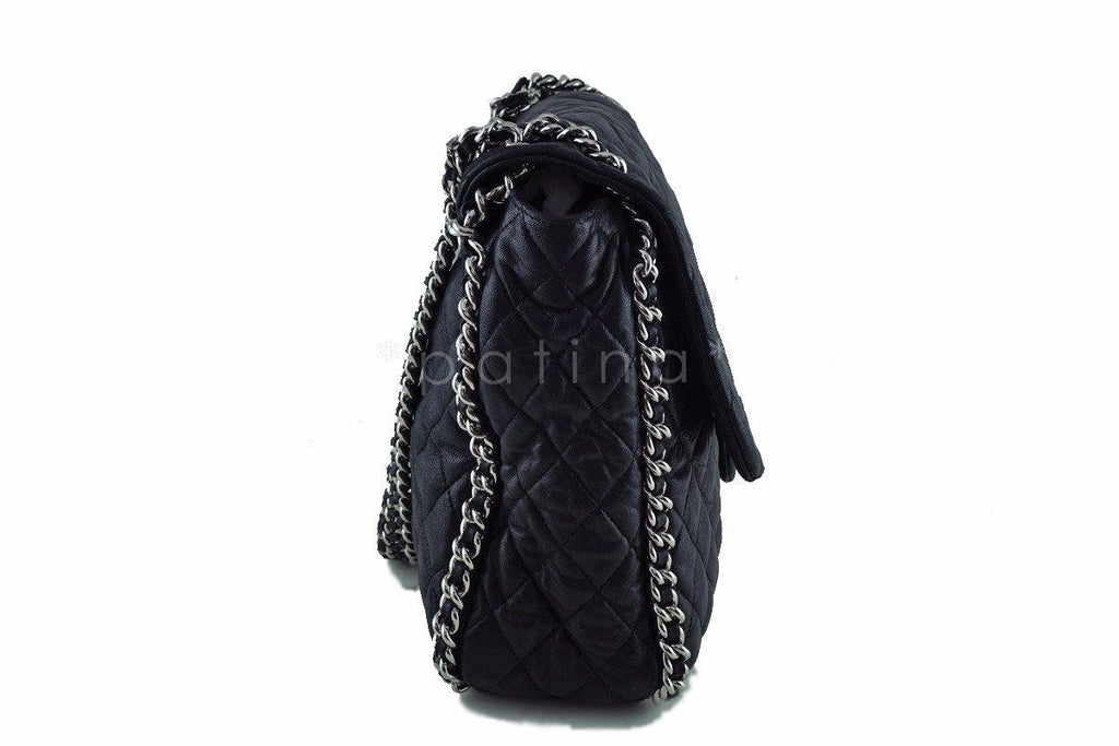 Chanel Black Chain Around Maxi Luxe Flap Bag