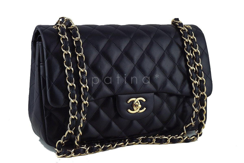 Chanel Black Lambskin Jumbo 2.55 Classic Double Flap Bag