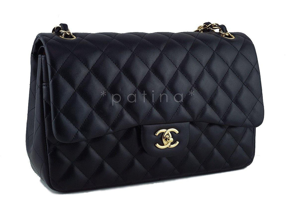 Chanel Black Lambskin Jumbo 2.55 Classic Double Flap Bag