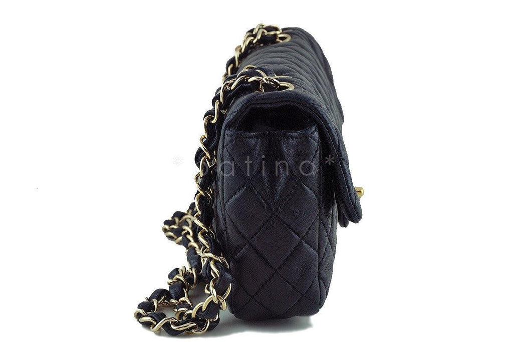 Chanel Black Lambskin East West Classic 2.55 Shoulder Flap Bag