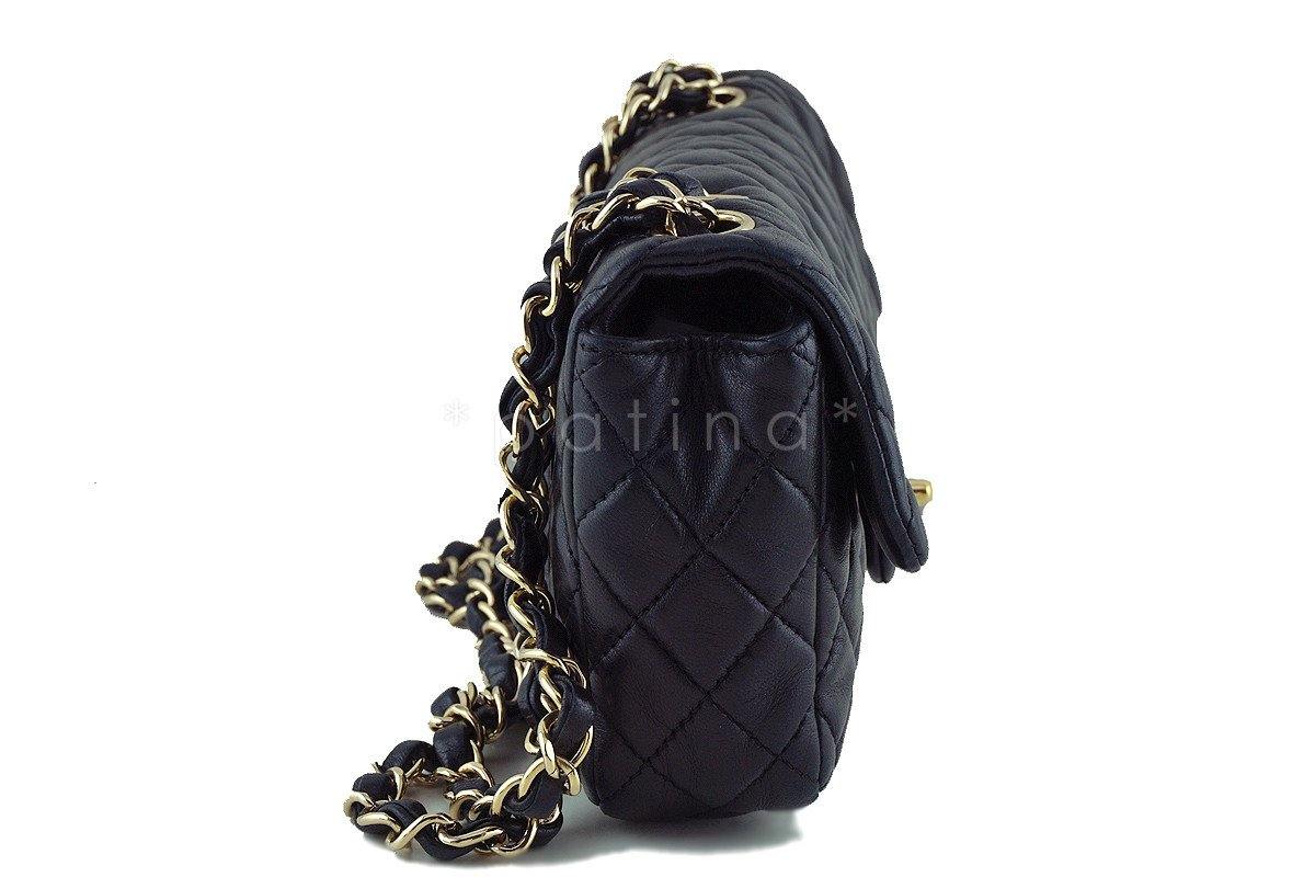 Chanel Black Lambskin East West Classic 2.55 Shoulder Flap Bag