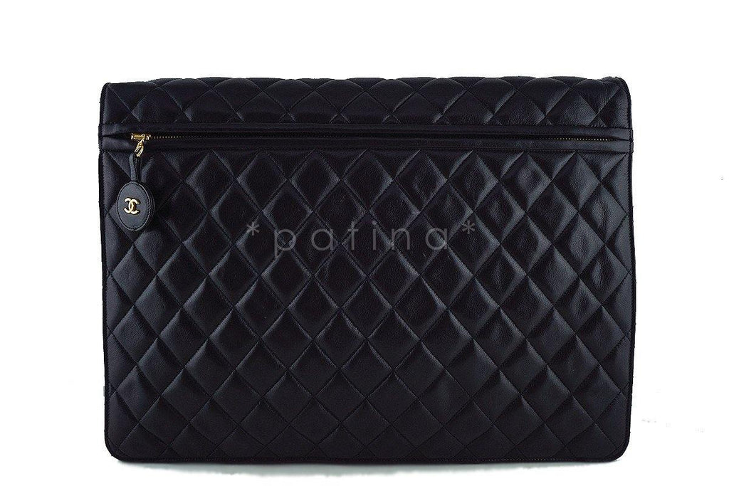 Chanel Black XXL Lambskin Classic Vintage Timeless Flap Bag