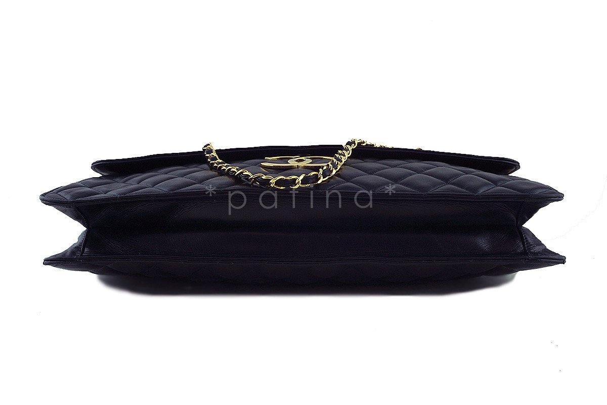 Chanel Black XXL Lambskin Classic Vintage Timeless Flap Bag
