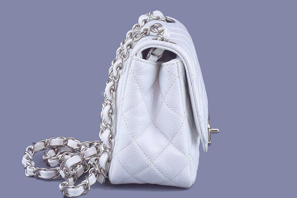 Chanel White Caviar Classic Quilted Square Mini 2.55 Flap Bag