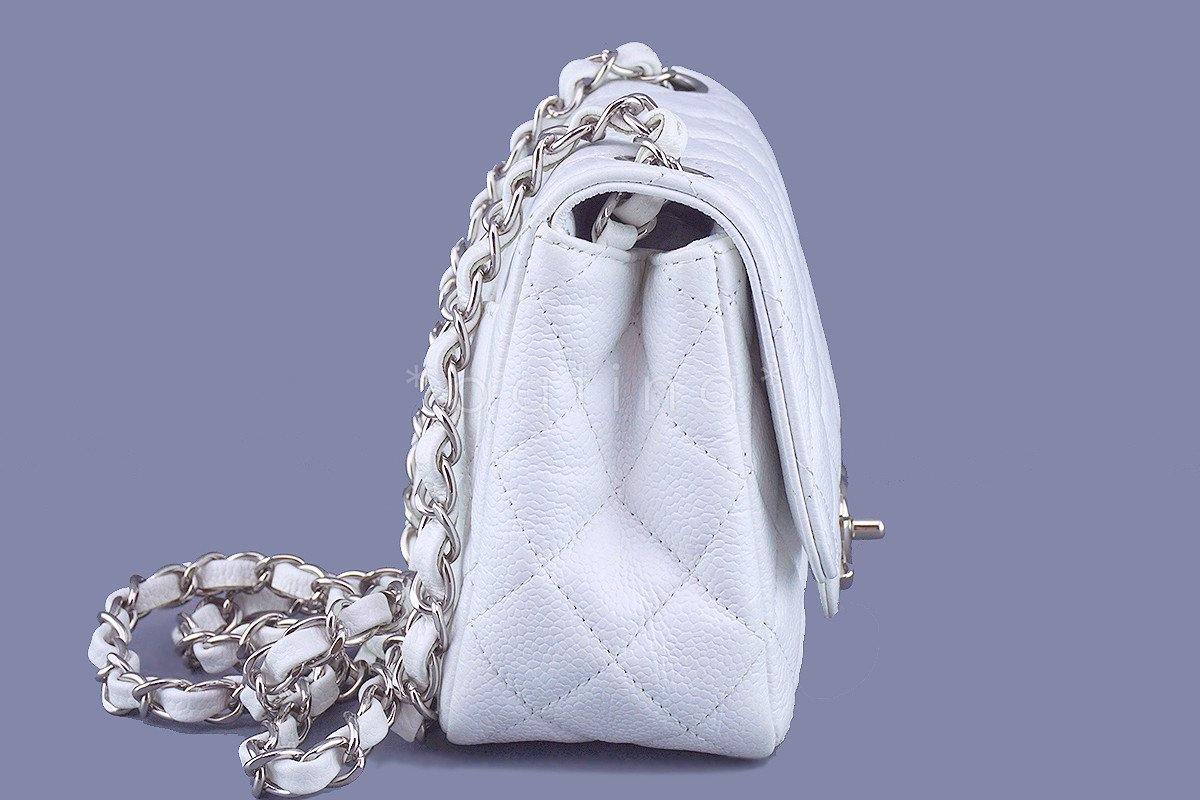 Chanel White Caviar Classic Quilted Square Mini 2.55 Flap Bag
