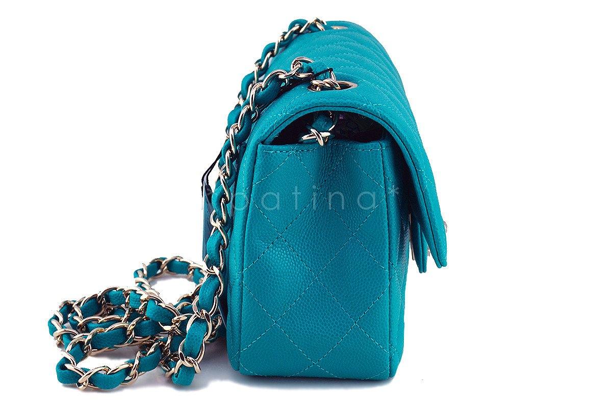 NWT 17C Chanel Turquoise Blue Caviar Classic Mini 2.55 Flap Bag