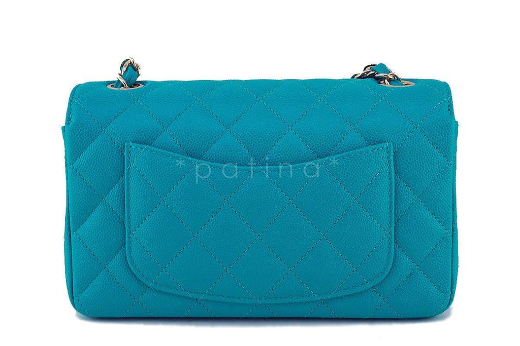 NWT 17C Chanel Turquoise Blue Caviar Classic Mini 2.55 Flap Bag