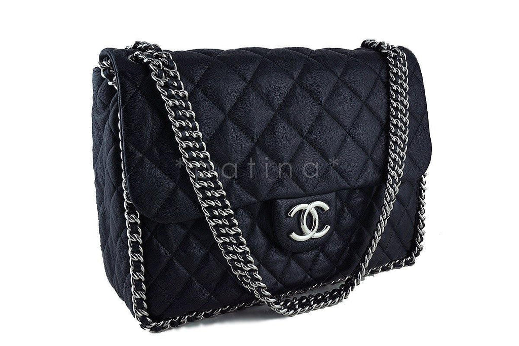 Chanel Black Chain Around Maxi Luxe Flap Bag