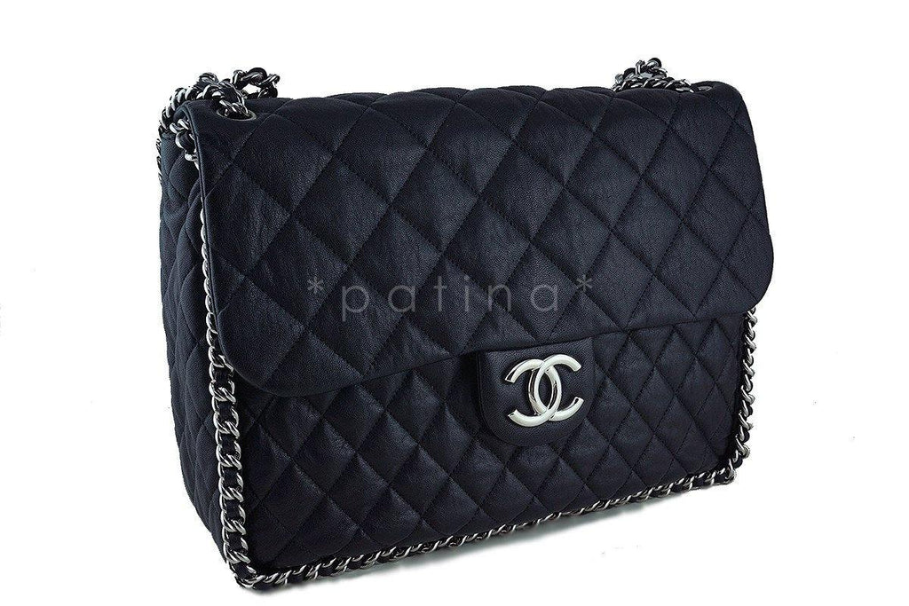 Chanel Black Chain Around Maxi Luxe Flap Bag