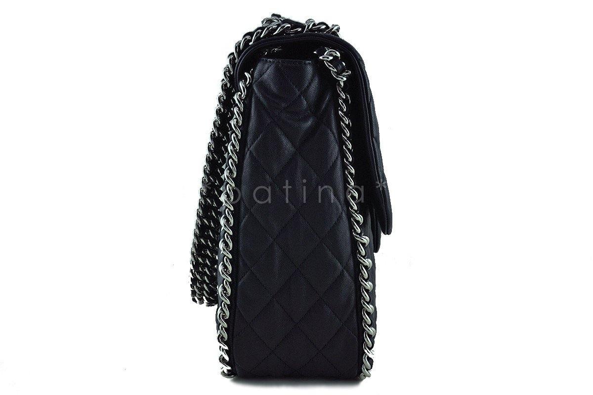 Chanel Black Chain Around Maxi Luxe Flap Bag