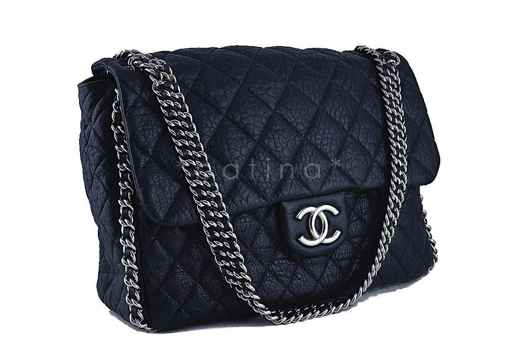 Chanel Black Chain Around Maxi Luxe Flap Bag